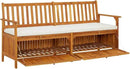 vidaXL Solid Acacia Wood Storage Bench with Cushion- Brown & Cream White, Indoor-Outdoor Versatile Bench with Ample Storage, Comfortable Padded Cushion Included by CozyNest Decor
