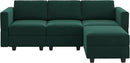 Belffin Convertible Sectional Sofa with Chaise Velvet L Shaped Sofa Couch Modular Sectional Sofa with Storage Green by CozyNest Decor