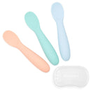 WeeSprout Baby Spoons for Self Feeding 6 Months +, Soft & Durable Silicone Utensils for Sensitive Gums & Teeth, Easy Grip Handles & Shorter Length for Little Hands, 3 Pack + Carrying Case by TinyTreasures Baby Boutique