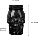 Set of 2 Skull Mason Jar Glasses with Lids | 16oz Reusable Halloween Drinking Glasses | Unique Skull Décor, Storage, & Canning Jars for Parties & Gifts by CozyNest Decor