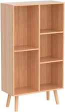 LEYAOYAO Wooden 5 Cube Bookshelf, Natural 3 Tier Book Shelf with Legs, Modern Open Storage Organizer,Boho Bookcase,Display Cabinet Shelf Free Standing Bookshelves for Bedroom,Living Room,Study