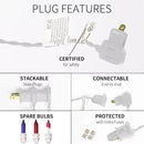 150LIGHTS RED WHITE and BLUE Extra-Bright With End Connectors Christmas Decorative Lights 9.72m UL Certified Mini String Light Set Waterproof for Home Garden Holiday Christmas Tree Party Patio by CozyNest Decor