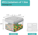 Ankou Airtight Container Set - (380ml 4 Pcs) Stackable One Button Openning Food Containers for Snacks Candy Salt Herbs Spices BPA-Free Tranparent (0.32 QT * 4) by TinyTreasures Baby Boutique