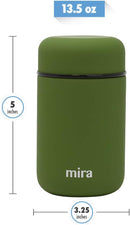 MIRA Insulated Food Jar Thermo for Hot Food & Soup, Compact Stainless Steel Vacuum Lunch Container for Meals To Go - 13.5 oz, Olive Green by TinyTreasures Baby Boutique