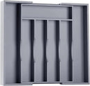 Kitchen Silverware Drawer Organizer and Storage Bamboo Wood Cooking Utensil Holder Cutlery Knife Jewelry Spice Rack Spoon Fork Multi Cabinet Organization Bathroom Counter Expandable Adjustable Tray by CozyNest Decor