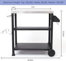 NUUK Three-Shelf Movable Outdoor Dining Cart Table, 20" x 32" NSF Stainless Steel Commercial Multifunctional Heavy Duty Kitchen Food Prep Worktable on Wheels by CozyNest Decor
