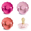 FRIGG Natural Rubber Baby Pacifier 4-Pack Rosy Romance | Made in Denmark | BPA-Free (0-6 Months) by TinyTreasures Baby Boutique