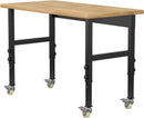 48" Adjustable Workbench,Heavy-Duty Work Table,3000 LBS Load Capacity Hardwood Workstation with Wheels,for Workshop, Garage by GreenHaven Gardens