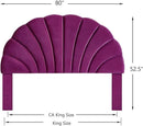 24KF Stunning Crown Design King Headboard, Upholstered Soft Velvet Petal Pattern Headboard King/CA King-Violet by CozyNest Decor
