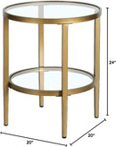 Henn&Hart 20" Wide Round Side Table with Glass Shelf in Antique Brass, Table for Living Room, Bedroom by CozyNest Decor