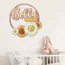 Custom wooden nursery name sign, Boho nursery wood 2 layer, Floral nursery name sign for girls, Daisy Sunflower Baby name signs for nursery, Wood name signs, Baby shower, Nursery decor flower gift/18 by TinyTreasures Baby Boutique