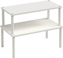 Cabinet Organizer Shelf(Set of 2),Kitchen Counter Shelves,Bamboo Spice Rack Countertop and Cabinet,Stackable Expandable,Large(White) by CozyNest Decor