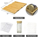Spice Drawer Organizer with 24 Bamboo-lidded Spice Jars and 216 Labels,Non-slip Rubber, Bamboo 4 Tier Spice Racks Tray Seasoning Containers for Kitchen Drawers,Cabinets,13" Wide * 15.8" Deep by CozyNest Decor