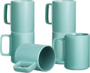 E-liu Porcelain Tea Mugs Coffee Mug Set, Large 15 Ounces Cups for Coffee, Tea, Cocoa, and Mulled Drinks, Set of 6, Turquoise by CozyNest Decor