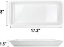 Long Melemine Serving Tray, 17.3x8x1.5 in Serving Platters and Trays for Appetizer, Charcuterie, Bread, Fruit, Dessert, Set of 2, White by CozyNest Decor