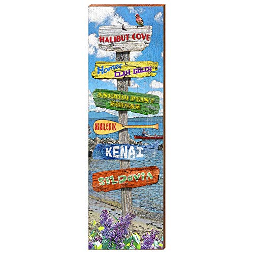 Alaska Wooden Directional Sign | Wall Art Print on Real Wood