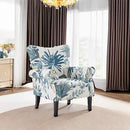 BELLEZE Modern Accent Chair for Living Room, High Back Floral Armchair w/Wooden Legs, Upholstered Wingback Side Chair Padded Armrest Single Sofa for Living Room, Bedroom - Allston (Green Blue Floral) by CozyNest Decor