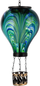 Starsoul Hot Air Balloon Solar Lantern Flickering Flame Light Tie-Dye Style Glass Solar Powered Hot Air Balloon Lamp Hanging Outdoor Lantern Waterproof Decor for Patio, Garden, Porch by GreenHaven Gardens