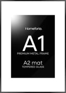 Homeforia A1 Poster Frame Black, High End Metal 23.4 x 33.1 inch Large Picture Frames with Mat 16.5 by 23.4 for Photo, A1 Size Frames Matted to A2 Print, 23.4x33.1 Thin Frame, Tempered Glass, Set of 1 by CozyNest Decor
