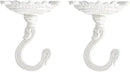 Sungmor Heavy Duty Ceiling Hooks for Hanging Plants, 2PC White 3.5x3.9Inch Large Cast Iron Ceiling Hooks, Antique Decorative Ceiling Swag Hooks for Hanging Planter Chandelier Wind Chime Lantern Hanger by GreenHaven Gardens