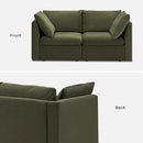 mopio Oversized Modular Sectional Sofa with Fully Removable Covers and Storage, Convertible U, L-Shaped and Sleeper Sectional, Modern Couches with Ottoman Chaise (Olive Green Velvet, Loveseat) by CozyNest Decor