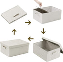 HOONEX Foldable Storage Bins with Lids, 2 Pack, Storage Boxes with Carrying Handles and Sturdy Heavy Cardboard, 16.5" L x 11.8" W x 7.5" H for Shoes, Books, Clothes, Linens, Beige by TinyTreasures Baby Boutique