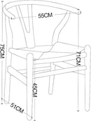 Tomile Solid Wood Wishbone Chair Y Chair Mid-Century Armrest Dining Chair, Hemp Seat (Ash Wood - Black with Natural seat.) by CozyNest Decor