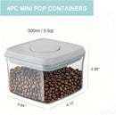 Pop Containers with Lids - Stackable Airtight Food Storage Kitchen Pantry Storage Containers for Snacks Candy Salt Herbs Spices BPA-Free (520ml*4) by TinyTreasures Baby Boutique