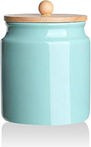 Sweejar Ceramic Kitchen Canisters, 28 FLOZ Porcelain Food Storage Jar with Airtight Seal Wooden Lid, Home Container Serving for Coffee Beans, Tea-leave, Sugar, Salt, Tool Bucket (Turquoise) by CozyNest Decor