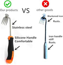 Weed Removal Tool, 2025 New Garden Weeding Tools Manganese Steel Hand Weeder Tool with Handle, 4 Teethes Dual Purpose Manual Weeders Tool Weed Pulling Tool for Garden (Rubber Handle) by GreenHaven Gardens