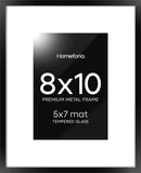 Homeforia Black Picture Frames 8x10, High End Metal 8 x 10 Photo Frame with Mat 5 by 7 Art, 10x8 Black Frame Matted to 5x7 inch Print, 8by10 Wall or Tabletop Frames, Tempered Glass, Wall Kit, Set of 1 by CozyNest Decor