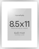 Homeforia 8.5x11 Picture Frame Silver, High End Metal 8.5 x 11 Poster Frames with Mat 6 by 8 Photo, 11x8.5 Frame Matted to 6x8 Print, 8.5by11 Wall or Tabletop Frame, Tempered Glass, Wall Kit, Set of 1 by CozyNest Decor