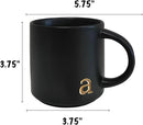 COLLECTIVE HOME - Black Monogram Ceramic Mugs, 15 oz Golden Initial Coffee Cups, Elegant Alphabet Tea Mugs, Personalized Halloween Mug with Gift Box, Perfect for Office and Home Décor (a) by CozyNest Decor