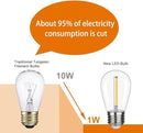 S14 Replacement LED Light Bulbs, Shatterproof & Waterproof 1W S14 LED Bulbs, E26 Base Patio Edison LED Light Bulbs for Outdoor String Lights , Warm White 2200K Plastic 70ML Non-Dimmable 30 Pack by GreenHaven Gardens