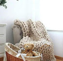 Merino Wool Chunky Knit Throw Blanket, 47x60in, Camel by CozyNest Decor