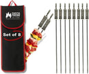 Fuego Skewers for Grilling - 17" Stainless Steel Flat Blade with Push Slider | Reusable & Dishwasher Safe | BBQ Skewers and Shish Kabob | Set of 8 by GreenHaven Gardens