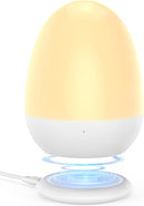 JolyWell Baby Night Light for Kid, Portable Egg Nightlight with Stable Charging Pad, Touch Nursery Night Lamp for Breastfeeding, Toddler Night Light for Bedroom, Timer Setting, ABS+PC, White-2 by TinyTreasures Baby Boutique
