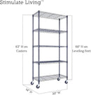 30"x14"x60" PRIME HEAVY DUTY Black 5-Tier Wire Shelving 1,750 LBS MAX Capacity Storage Rack for Commercial, School, Home, Garage, Warehouse, Industrial, and Hospital Uses (with Wheels) by CozyNest Decor