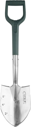 CYRUS Garden Shovel for Digging, 28 Inches in Total Length, Mini D-Shape Heavy Duty Shovel with Serrated Edges, Suitable for Garden, Lawn and Outdoor Camping by GreenHaven Gardens