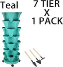 Vertical Planter 7 Tier Stackable Planters Garden Planters Strawberry Herb Flower and Vegetable Planter Indoor Outdoor Gardening Pots with Removable Wheels and Tools by GreenHaven Gardens