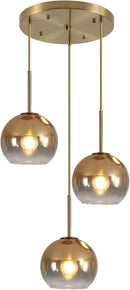 KCO Lighting 3 Light Globe Cluster Pendant Light Modern Glass Cluster Chandelier Gold Glass Pendant Light Fixture Mid Century Dining Room Chandelier Multi Pendant Light Fixture by CozyNest Decor