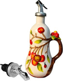 18.26oz/540ml Ceramics Olive Oil Dispenser Bottle,Hand Painted Reliefs Oil Dispenser for Kitchen,Oil Bottles for Kitchen (Cherry) by CozyNest Decor