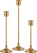 Taper Candle Holder Tall Vintage Metal Candlestick Holders Candle Stick Candelabra for Halloween Thanksgiving Christmas Holiday Wedding (Gold, 1 Set (3 pcs)) by CozyNest Decor