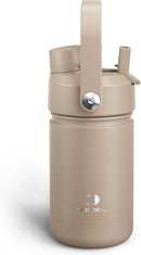 Kids Insualated Water Bottle with Straw - 12oz Stainless Steel Water Bottle with Dual Spouts, Leak-Proof, BPA-Free, Double Wall Vacuum Keeps Cold for 24 Hours for Sports, Travel, School (Raw Umber) by CozyNest Decor