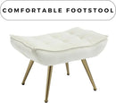 Modern Velvet Accent Chair with Ottoman Set of 2, Upholstered Lounge Chair with Footrest, Comfy Living Room Chair with Gold Legs Accent Side Chair Armchair for Small Space Bedroom, Beige by CozyNest Decor