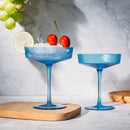 Ribbed Coupe Cocktail Glasses 8 oz | Set of 2 (Blue)
