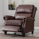 CANMOV Pushback Recliner Chair Faux Leather Armchair Push Back Recliner with Rivet Decoration Single Sofa Accent Chair for Living Room, Reddish Brown by CozyNest Decor