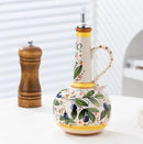 Italian Ceramic Olive Oil Dispenser Bottle 23oz, Hand Painted Olive Oil Bottles, Decorative Stoneware Olive Oil Cruet for Kitchen with Stainless Steel Spout for Oils, Sauces, Vinegar by CozyNest Decor