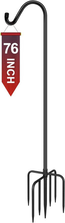 Gtongoko Adjustable Shepherds Hooks for Outdoor 76 Inch Bird Feeder Pole with 7 Prongs Base, 5/8 Inch Thick Heavy Duty for Hanging Bird Feeder, Plant Baskets,1 Pack by GreenHaven Gardens