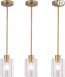 Brass Pendant Lights Kitchen Island - Gold Clear Glass Pendant Light Fixture Multiple Stems Rods 3 Units 12 Inch 3 Units 4 Inch (3 Pack Brass) by CozyNest Decor